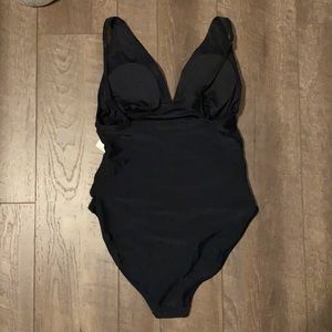 NWT Old Navy Black V neck ruched swim suit C